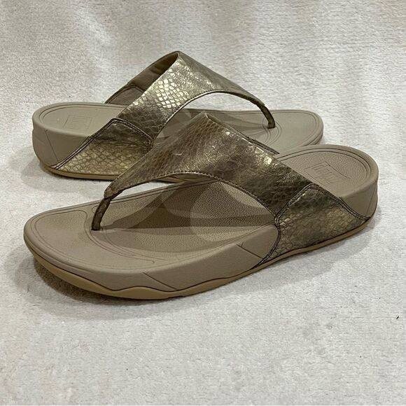 FitFlop Lulu Metallic Snake Flip-Flop Size 10 - Picture 5 of 14